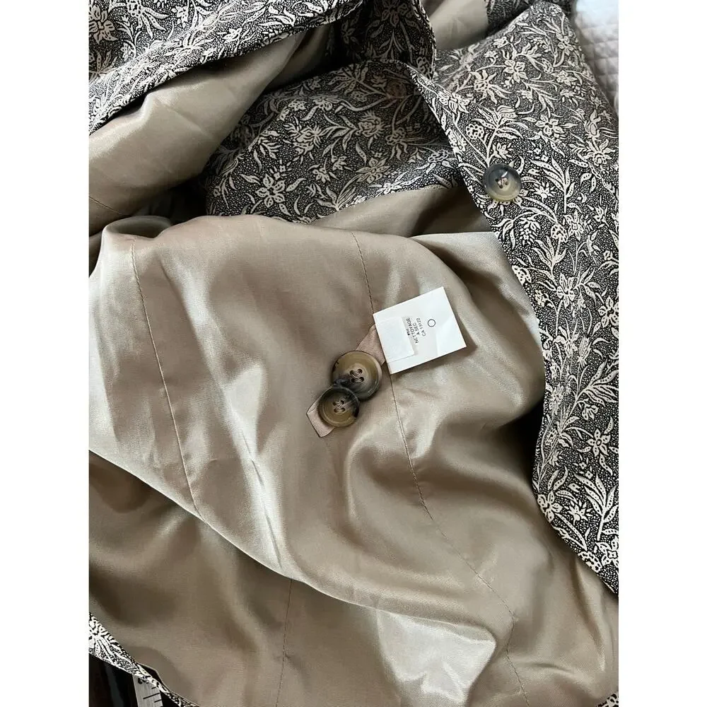jh collectibles women button down blazer union made cream black floral Sz 8